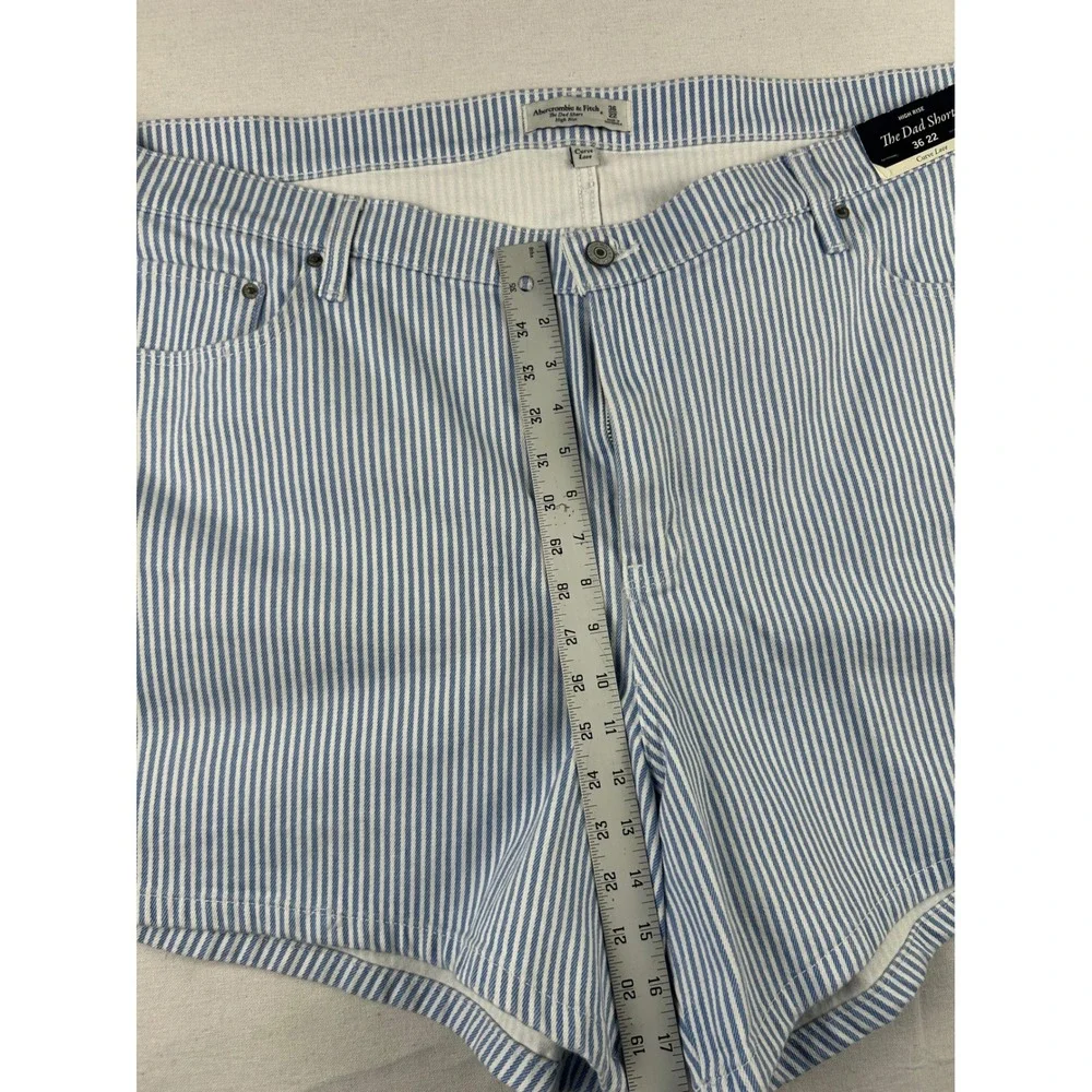 Abercrombie & Fitch Curve Love The Dad Short High Rise Blue White Stripe Size 36